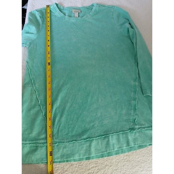LOGO by Lori Goldstein‎ Lounge Sun Faded Cotton Sweatshirt  Green Size XS - Picture 10 of 16